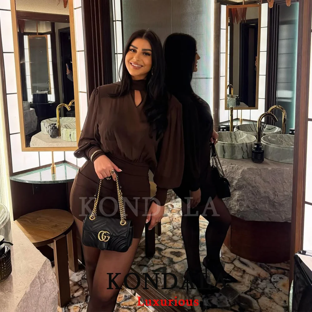 KONDALA セクシーな透け感のあるシフォンパーティードレス レディース 蝶結び バックレス シースミニドレス ファッション 2026 イブニングクラブ 新年ドレス