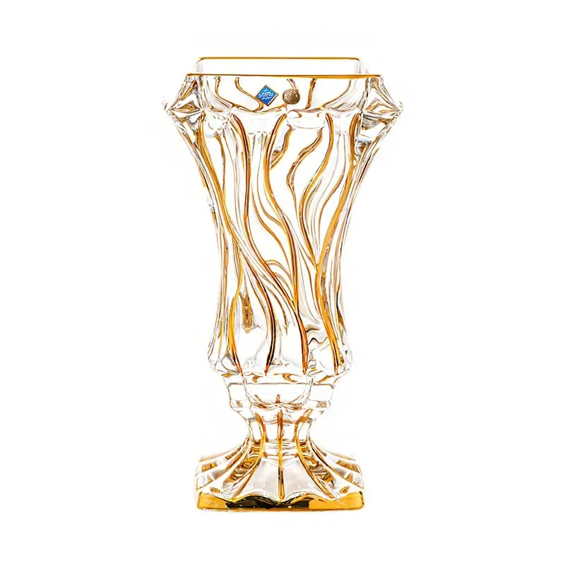 

Imported from the Czech Republic, crystal glass vase with gold countertop home decoration vase