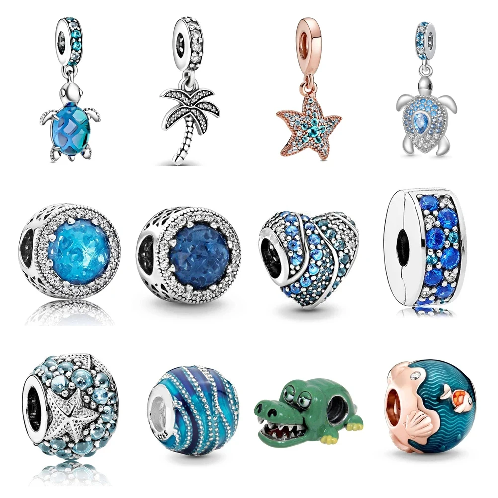 

Fit Original Pandora Charm Bracelet 925 Sterling silver turtle starfish coconut crocodile Pendant Charm Beads DIY Women Jewelry