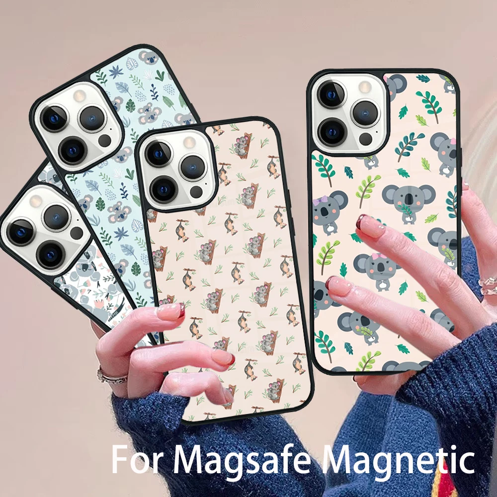 

Cute Cartoon Koala Phone Case Magesafe Magnetic Wireless Charge Cover For IPhone 16 11 12 13 14 15 Pro Max Plus Mini