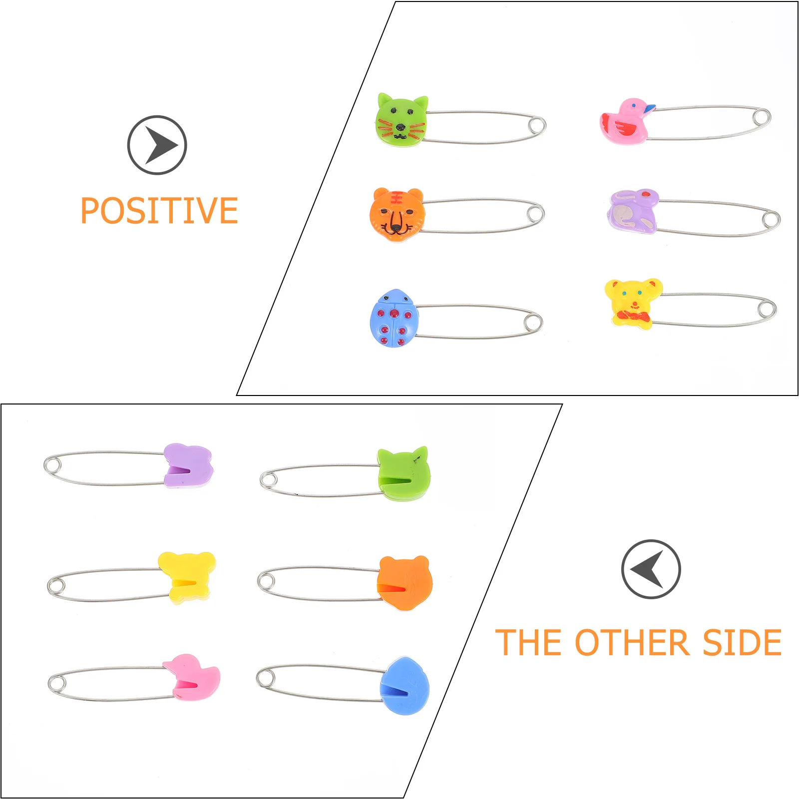 30 قطعة دبابيس حفاضات الحيوان البلاستيك رئيس دبوس أمان طويل ملابس الطفل السحابات الرضع الوليد الحفاض عقد مانعة للتسرب قابل للتعديل #2