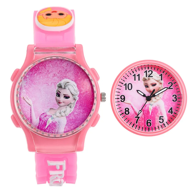 Miniso Anime Cartoon Disney Frozen Prinses Elsa Flip Up Siliconen Quartz Horloge Meisjes Student Sport Polshorloge Kerstcadeau