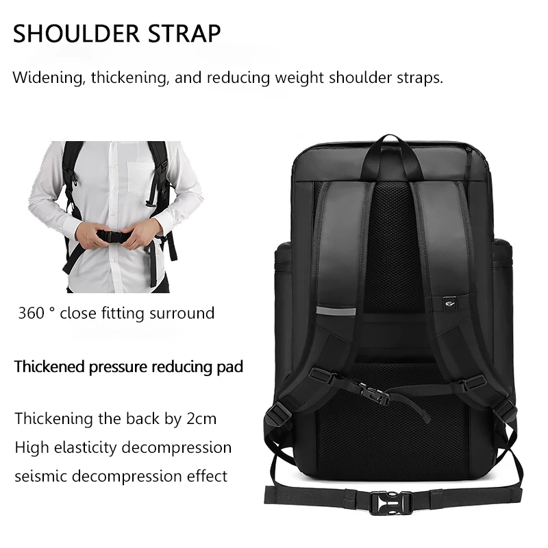 Men's 50L Large Capacity Travel Backpack Waterproof Hiking Trekking Bag with Separate Shoe Bag Business Work Laptop Backpack