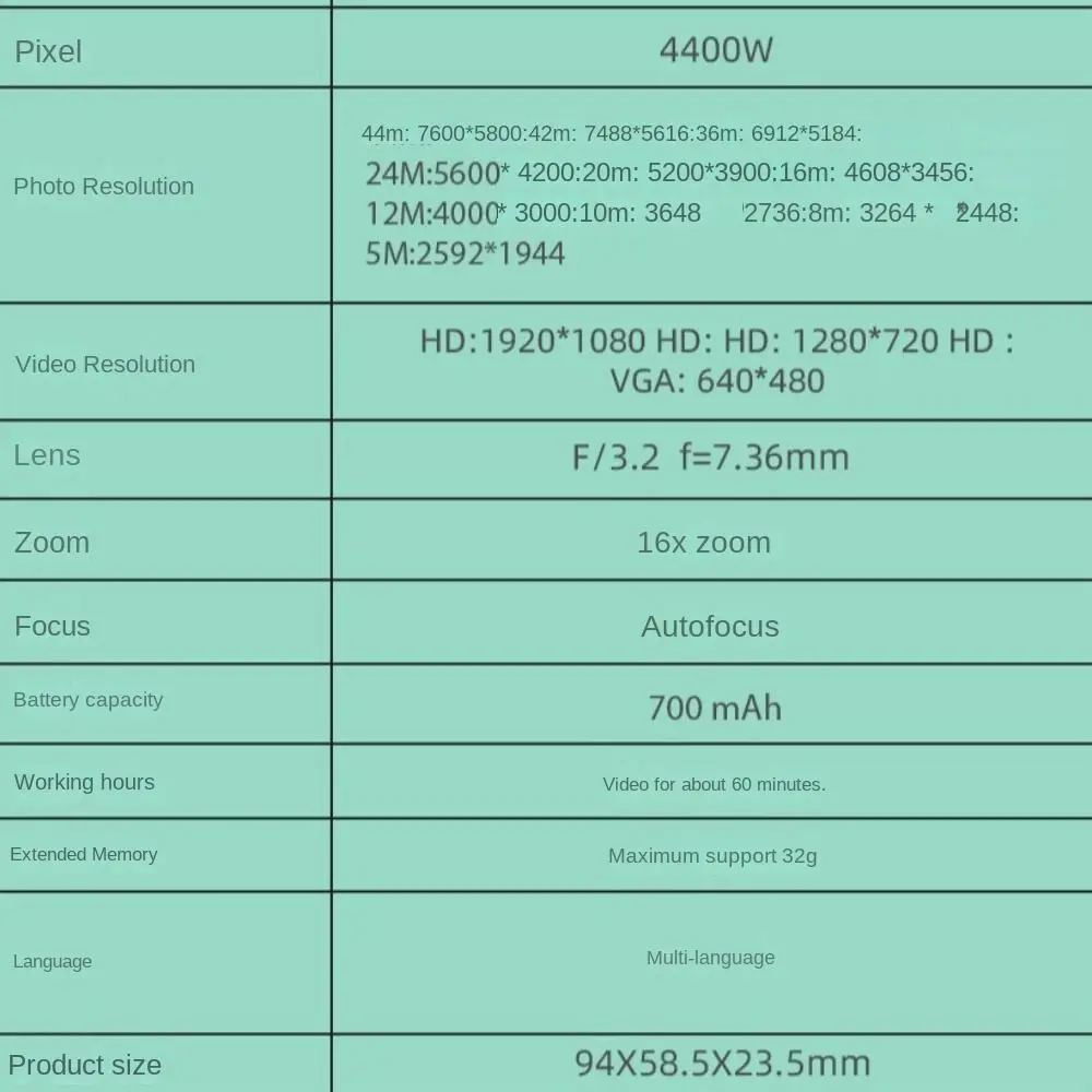 Câmera vlogging 4k hd câmera digital 1080p 16x zoom câmera fotográfica 44mp 2.4 Polegada crianças filmadora adultos