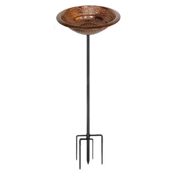 

Iron Birdbath with Garden Stakes Gift Food Water Bowl Bird Feeder Tray for Balcony Hummingbird Attracting Birds Yard Lawn