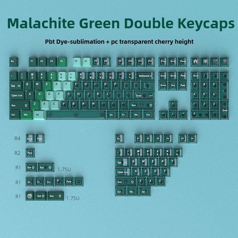 

Малахитово-зеленые колпачки для клавиш Cherry Profile PBT DYE-SUB + колпачки для клавиш из материала ПК DIY для механической клавиатуры MX для серии Wooting