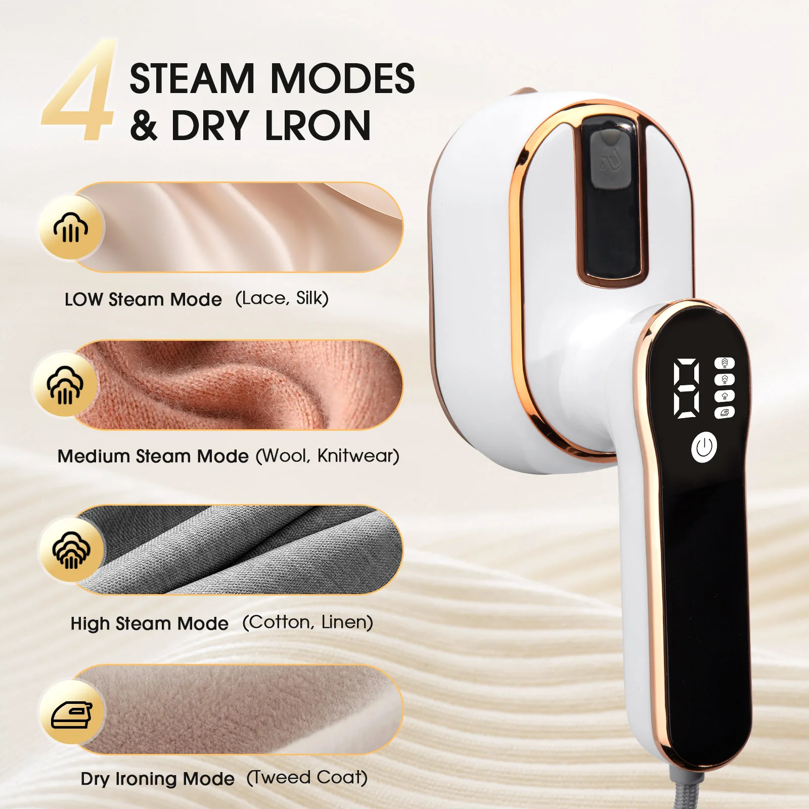 Smart LCD Portable Steam Iron Foldable Ironing Machine Dual-Use for Home and Travel Compact Storage Portable Ironing Tool
