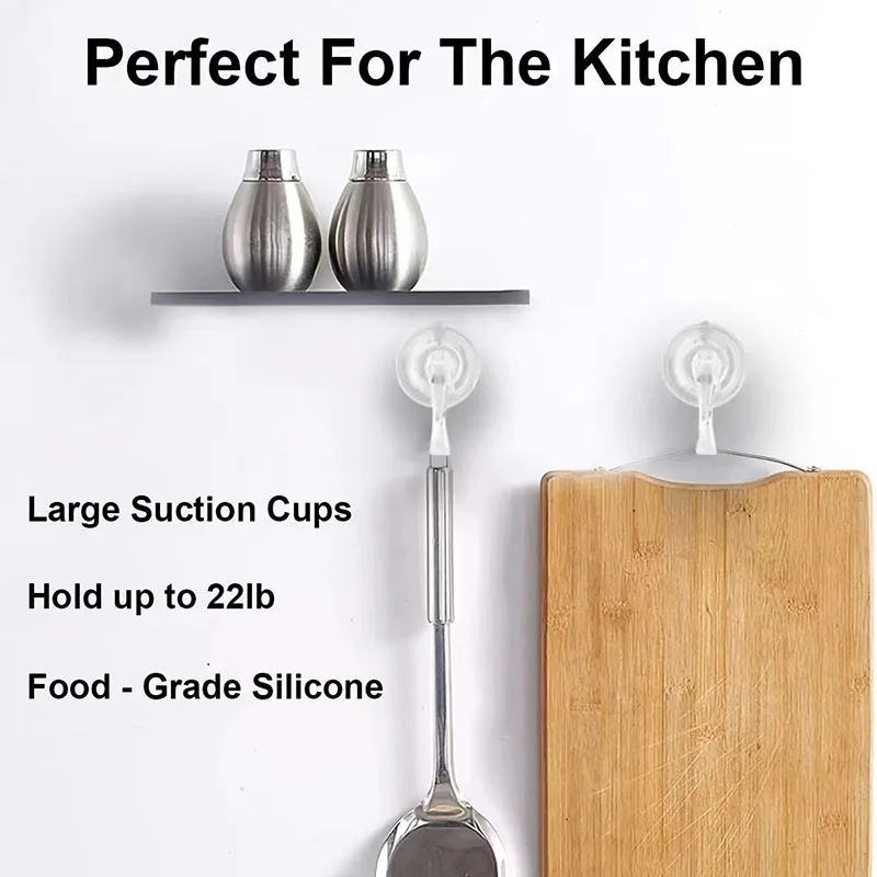 10 Stück Saugnapfhaken, transparent, wiederverwendbar, robust, Vakuum-Saugnapfhaken, Glas, Küche, Badezimmer, Haken für Handtuch – Detail 6