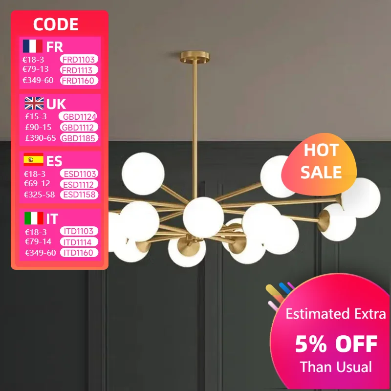Nordic Glass Ball Led Pendant Lights for Living Bedroom Dining Room Home Decor Chandelier Hanging Lamp Indoor Ceiling Supsension