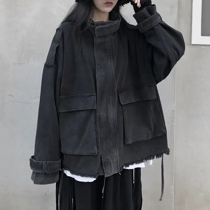 Safari Style Jackets Women BF Unisex Streetwear Ulzzang Hip Hop Spring Loose Design Outwear Chic Students Clothing Harajuku Y2k