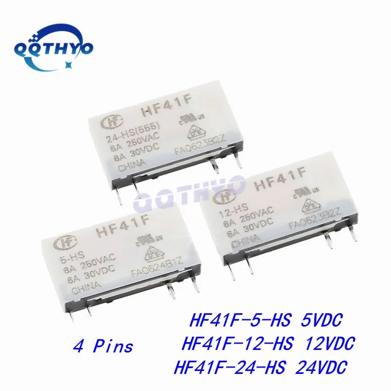 Piezas de HF41F-5-ZS HF41F, 5V, 12V, 24V-HS, 4 pines, 5 pines, 6A, relé de potencia Industrial subminiatura, 8 HF41F-12-ZS, nuevo y Original