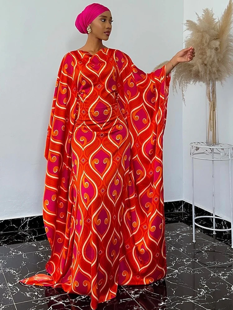 

Orange Silk Stain Soft And Skin Friendly 100% Cotton Swiss Voile In Switzerland Long Dresses African Dashiki Robe Boubou Printed