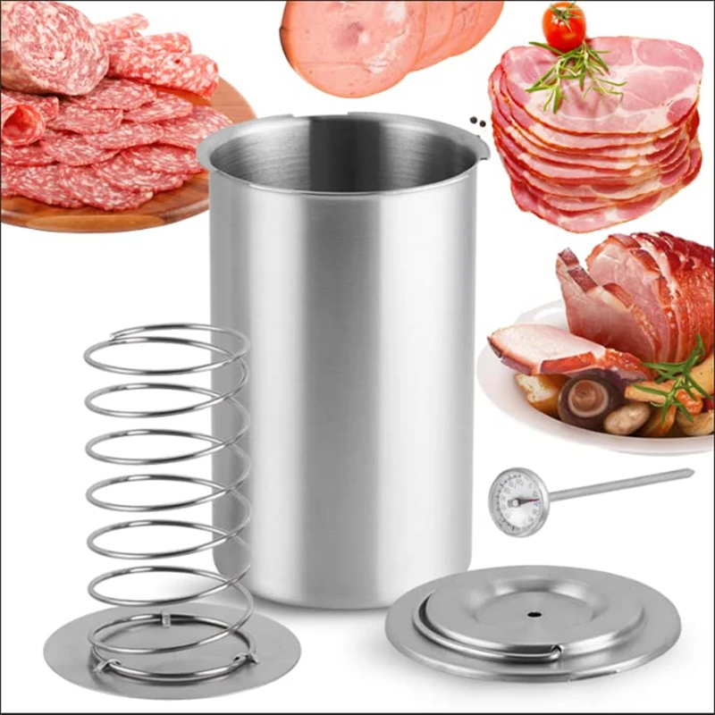 Fabricante de presunto de pressão, prensa de carne de aço inoxidável para fazer delimeat caseiro com termômetro-A22G