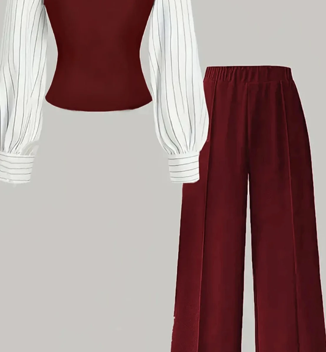 Autumn Stripe Casual Set Small Size Lazy Style Polyester Fiber Skirt And Top Set Elegant And Proper Little Set