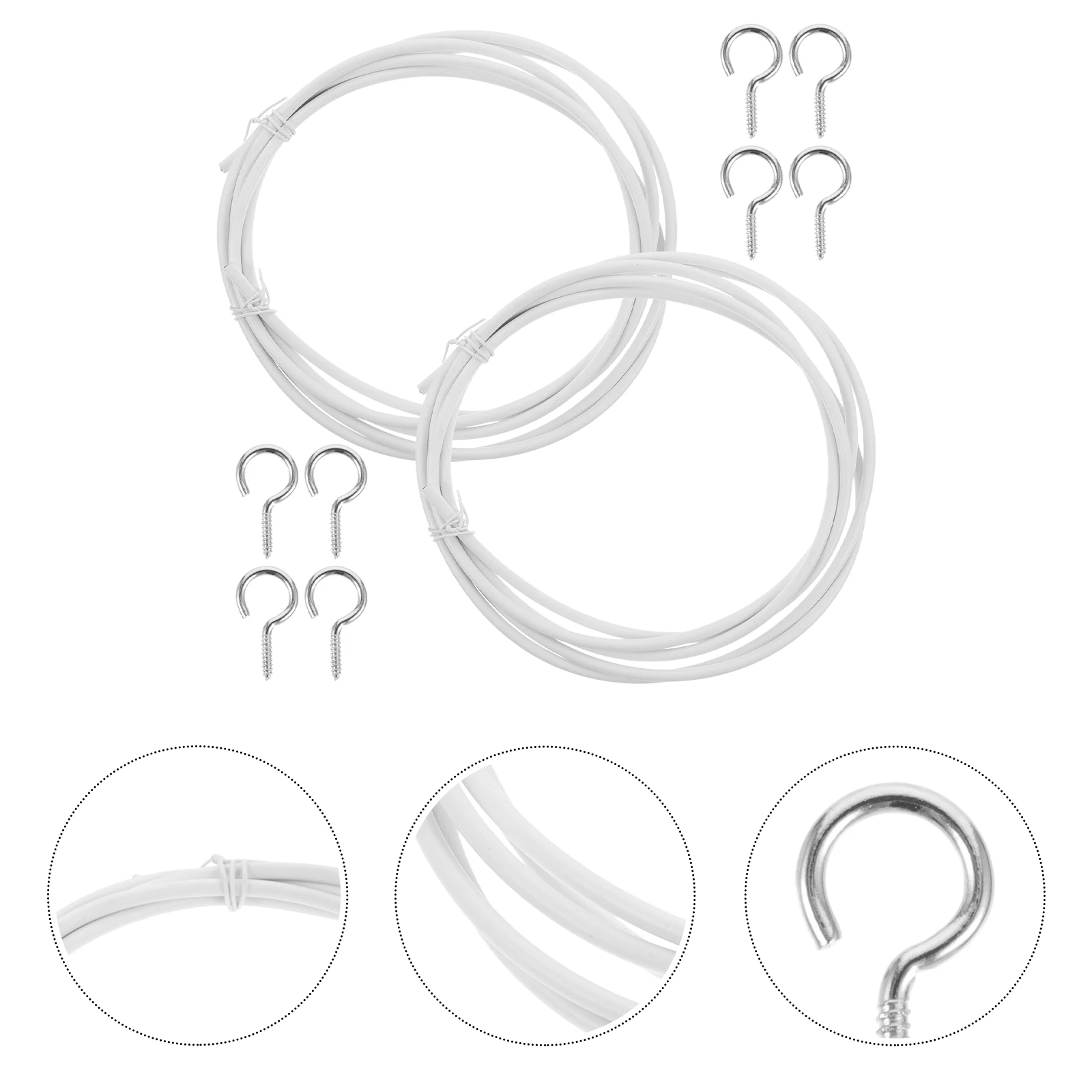 

Flexible Curtain Wire Pvc Coated Metal Screw Eyes Hooks Diy Kit For Hanging Curtains Banners Pictures Bay Window Balcony