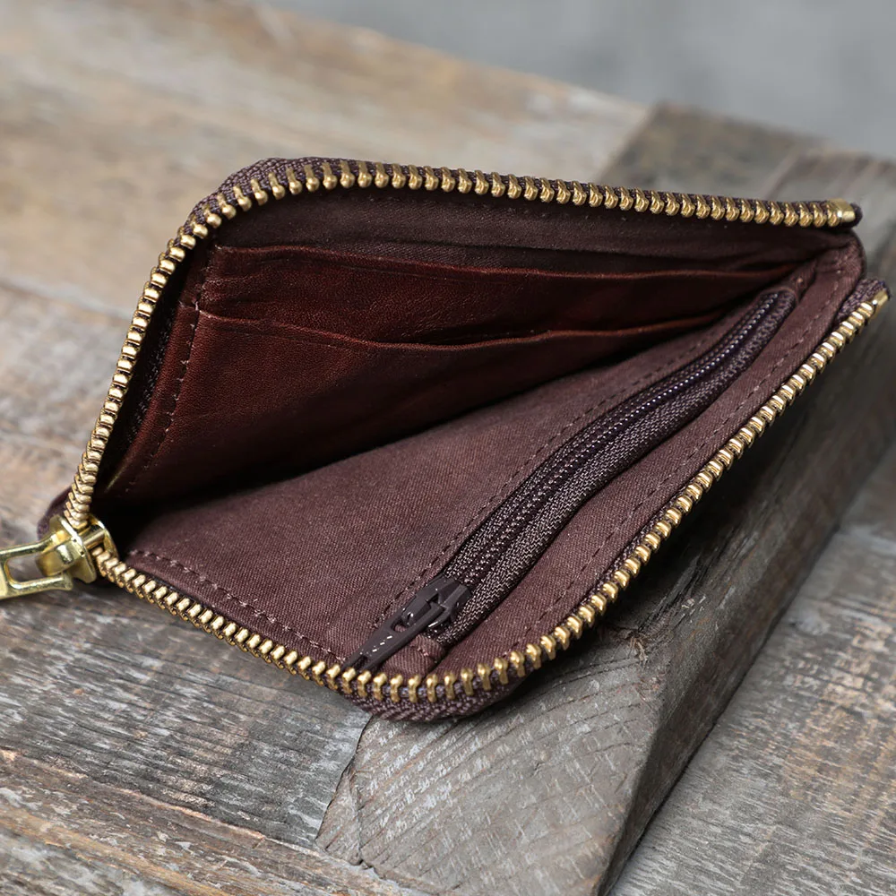 S.WORKER Vollnarbenleder Vintage-Kartenhalter Retro Mini-Münzbörse Tragbare Tasche Kurze Geldbörse – Detail 12