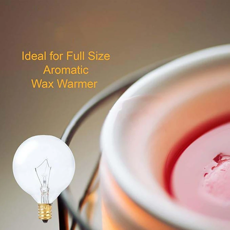 4pcs Glass Lighting Aromatic Wax Warmer Small Bulb 25W E12 Base Aromatherapy 110V 120V, 2700K Warm White Decorative Lights