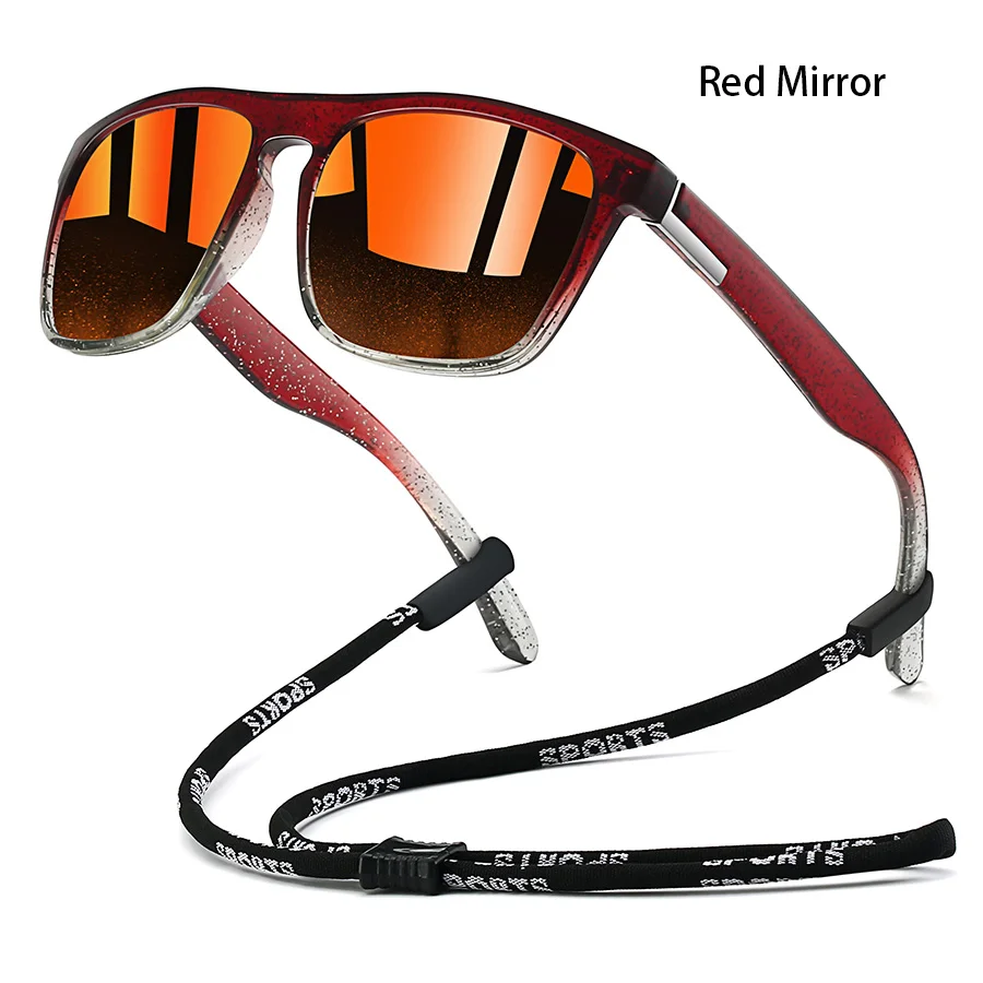 Sonnenbrille mit Kette für Männer und Frauen, klassisch quadratisch, zum Fahren, Angeln, farbenfroh, leicht, Outdoor-Schutzbrille – Detail 6