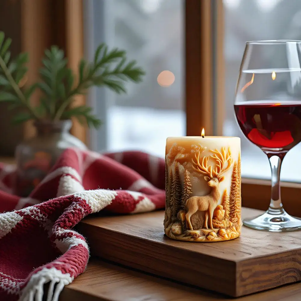 3D-Kerzenform, detaillierte Haustier-Hund-Kerzenform, Wald, Hirsch, Kerzenform, 3D für handgefertigte Geschenke, Weihnachtshandwerk, Kunstharz