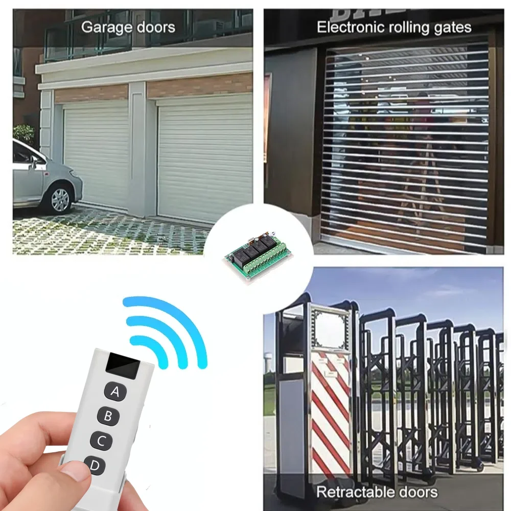 RF 433 MHz Drahtloser Fernbedienungs-Lichtschalter DC 12 V 24 V 36 V 72 V Relaismodul und 4-Kanal-Sender für LED-Torsystem Ein Aus