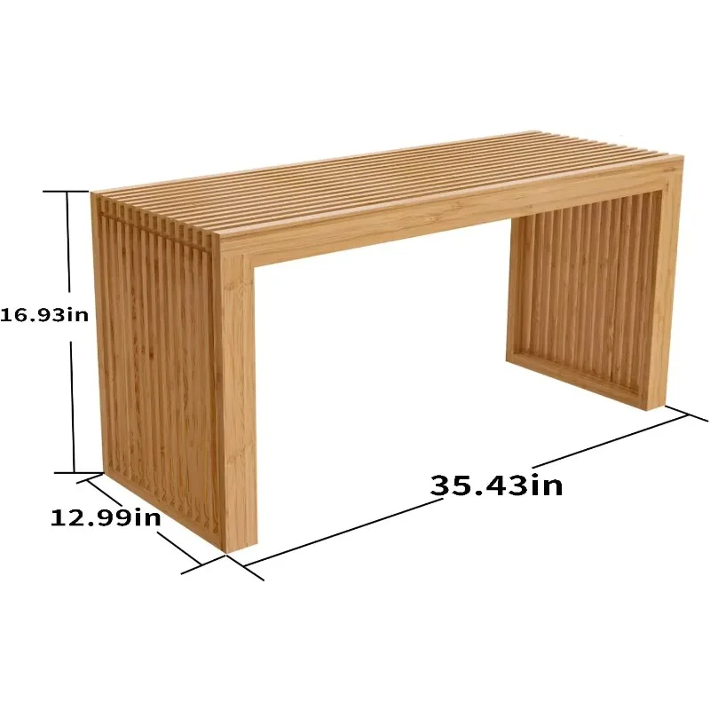 

35 inch Farmhouse Decor Indoor Kitchen Table Bench Bamboo Dining Bench,