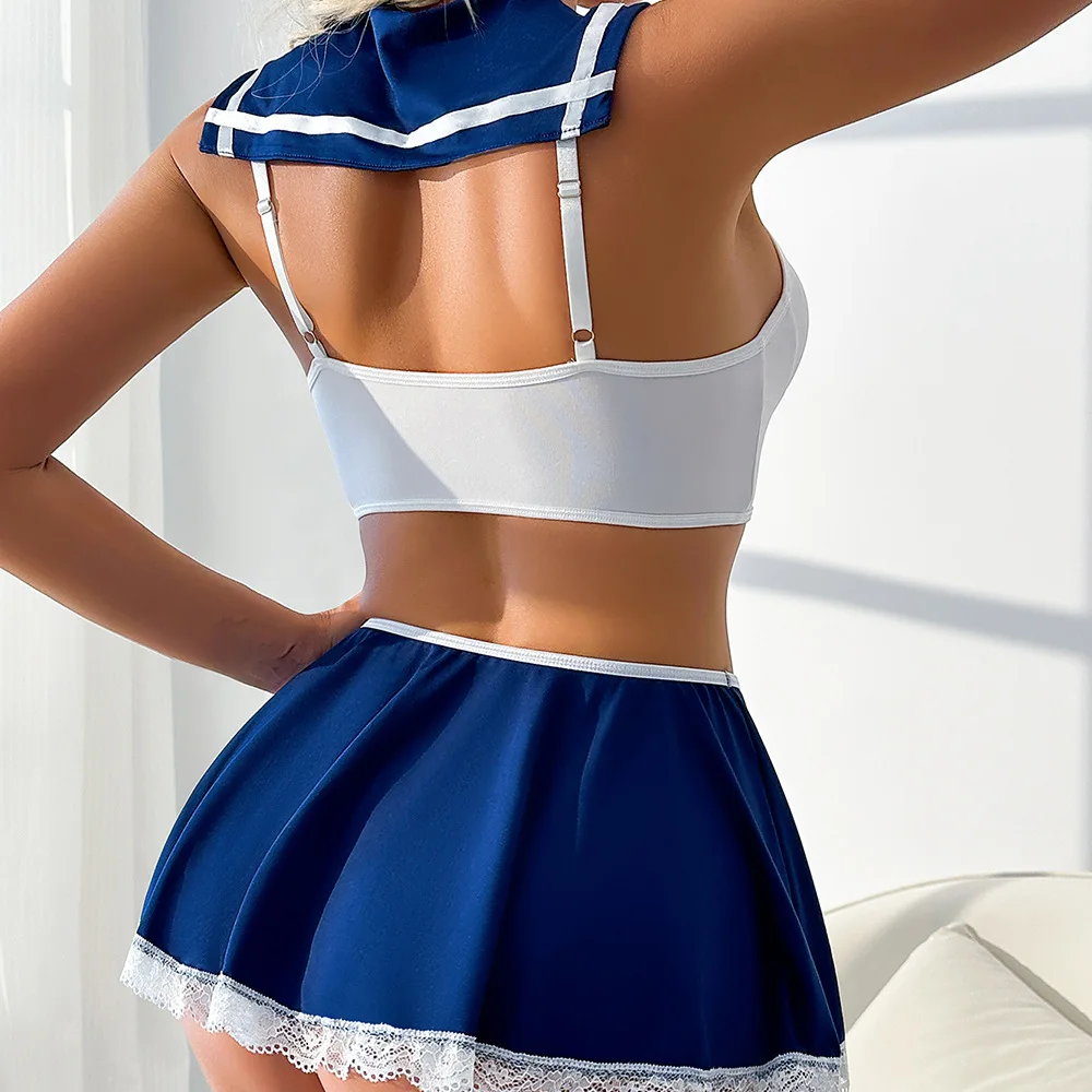 Vestido de lencería Sexy de dos piezas para mujer, lencería de colegiala, disfraz de fiesta traviesa para mujer adulta, disfraces de estudiante, ropa de dormir Fiter
