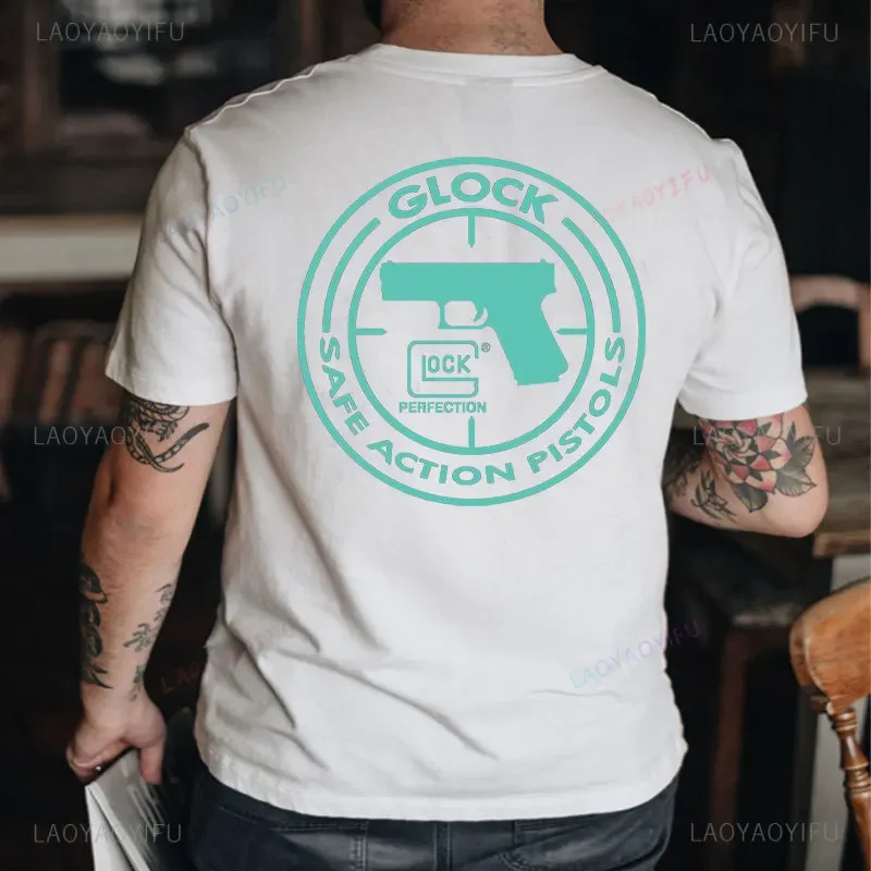 In Glock We Trust Print Vintage 80s 90s 100%Cotton T-Shirt Funny Gothic T Shirt Men Short Sleeve Unisex Harajuku Streetwear Tops