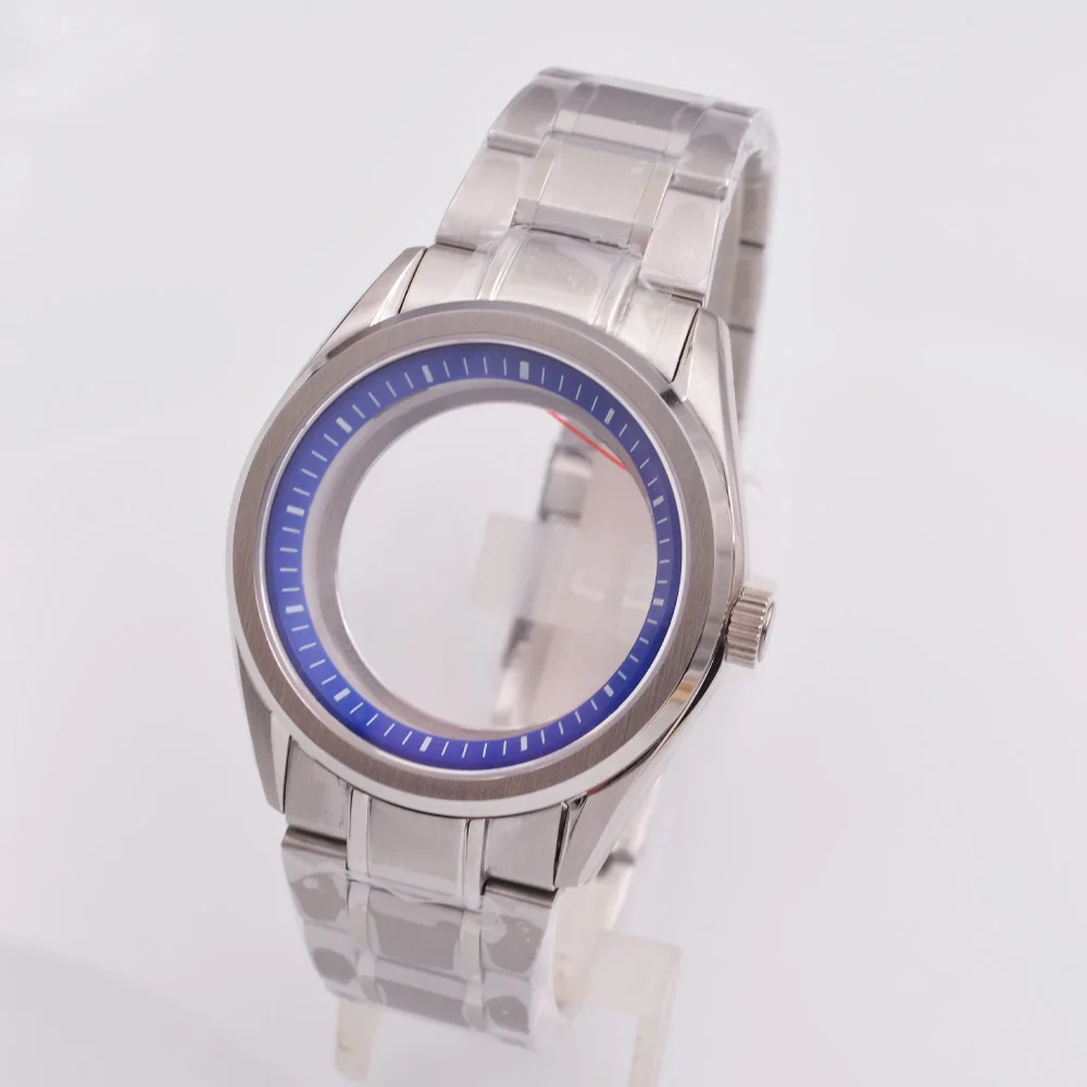 40mm White/Blue/Orange/Black Chapter Ring Watch Case Sapphire Glass Transparent Back FIT NH34 NH35 NH36 Movement