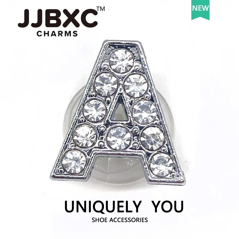 JJBCX Silver Gemstone Letter Shoe Decoration Buckles