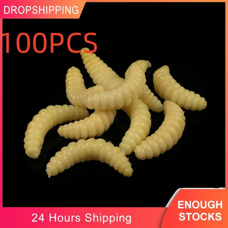 100PCS/Set Fishing Lures Bait 2CM 5g Stretchable Bread Worm Bait Crucian Carp Bait Artificial Bait Tackle Accessories