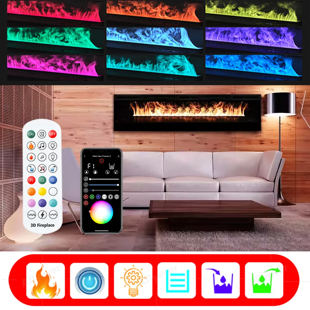 3D atomization fireplace simulation flame LED humidifier TV cabinet customized household embedded decorative fireplace