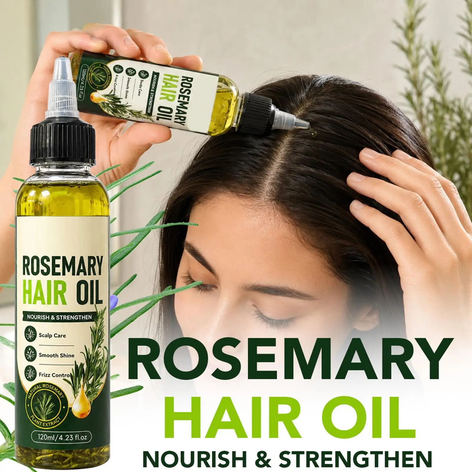 120ml Rosemary Hair Oil hair thickening oil Moisturizing and Smoothing Hair Oil Repairing Oil for Frizzy and Dry Hair repair oil
