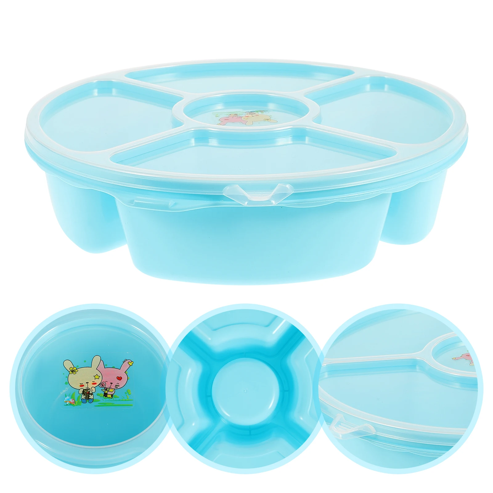 

Creative Plastic 6 Compartment Snack Serving Tray With Lid Dishwasher Safe Party Fruit Tray For Home Event Kitchen Use (Random