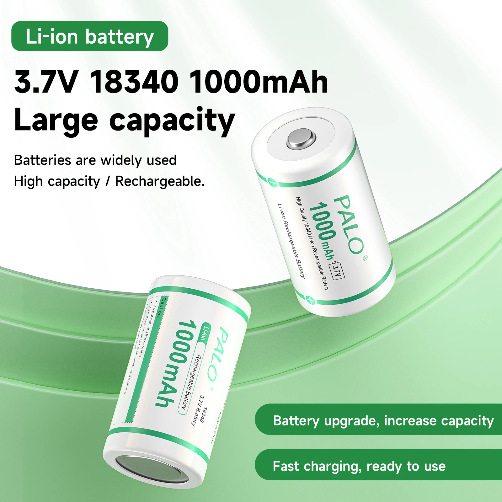 PLAO 3.7V 18350 Lithium ion Battery Top button 18340 Li-ion Rechargeable Batteries for Flashlights Doorbell Camera Electric tool