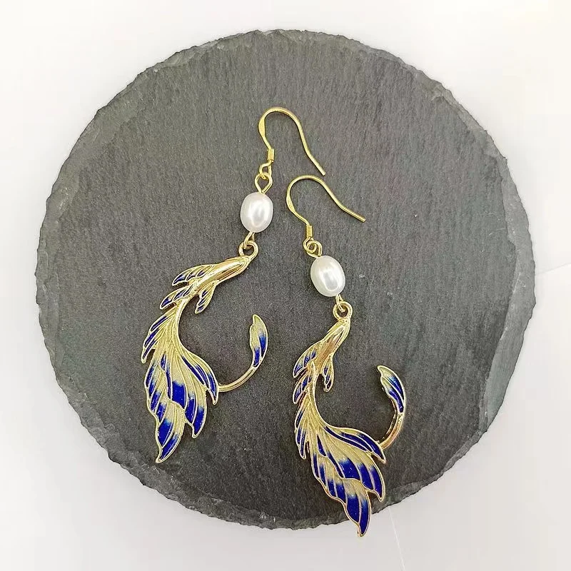 Vintage Chinese Mythical Animal Earrings for Women Phoenix Peacock Deer Nine-tailed Fox Crane Shaped Ethnic Jewelry Earclip Gift