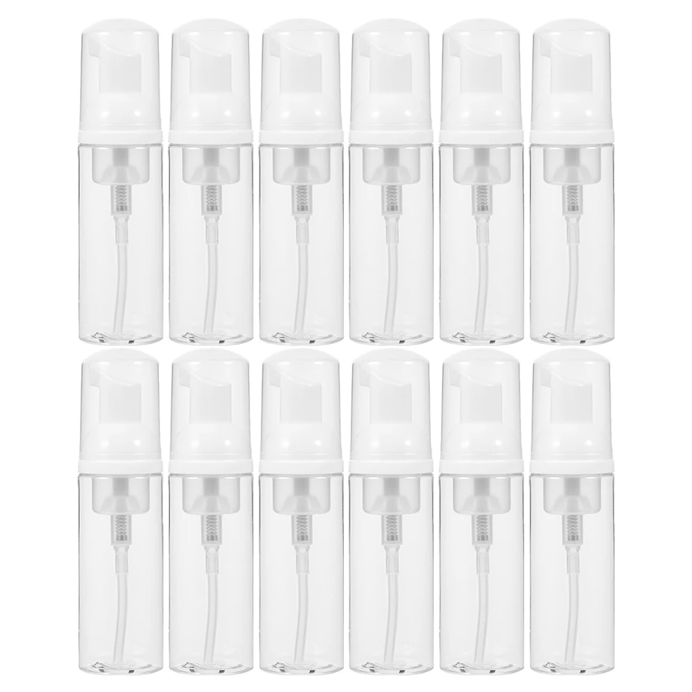 

12pcs Foaming Bottle Pump 50ml Transparent Travel Mousse Soap Shampoo Dispenser Empty Refillable Container