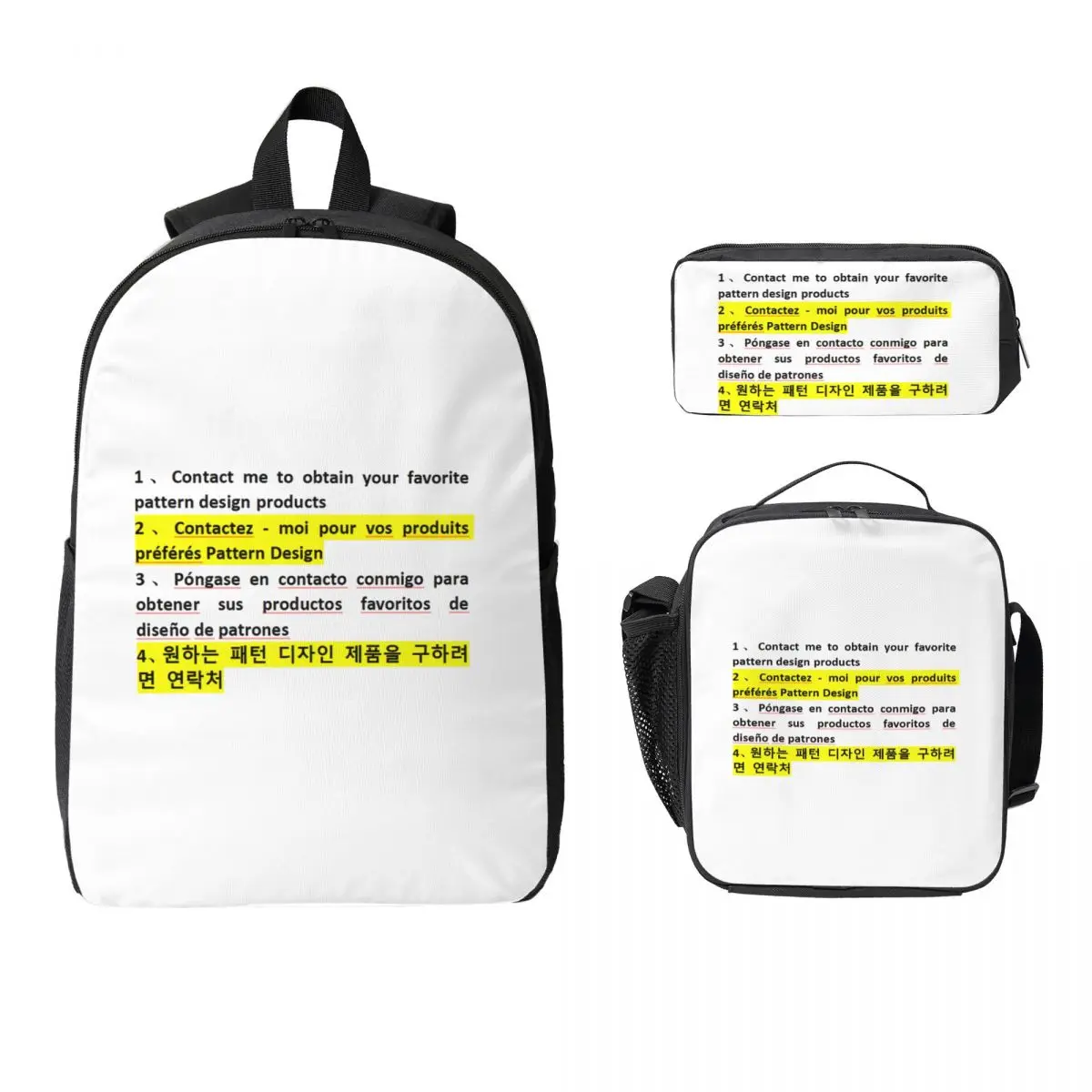 

Customized Custom Backpack Student Boys Girls BookBag School Bag Computer Shoulder Bags 3ps Insulated Lunch Bag Pencil Case