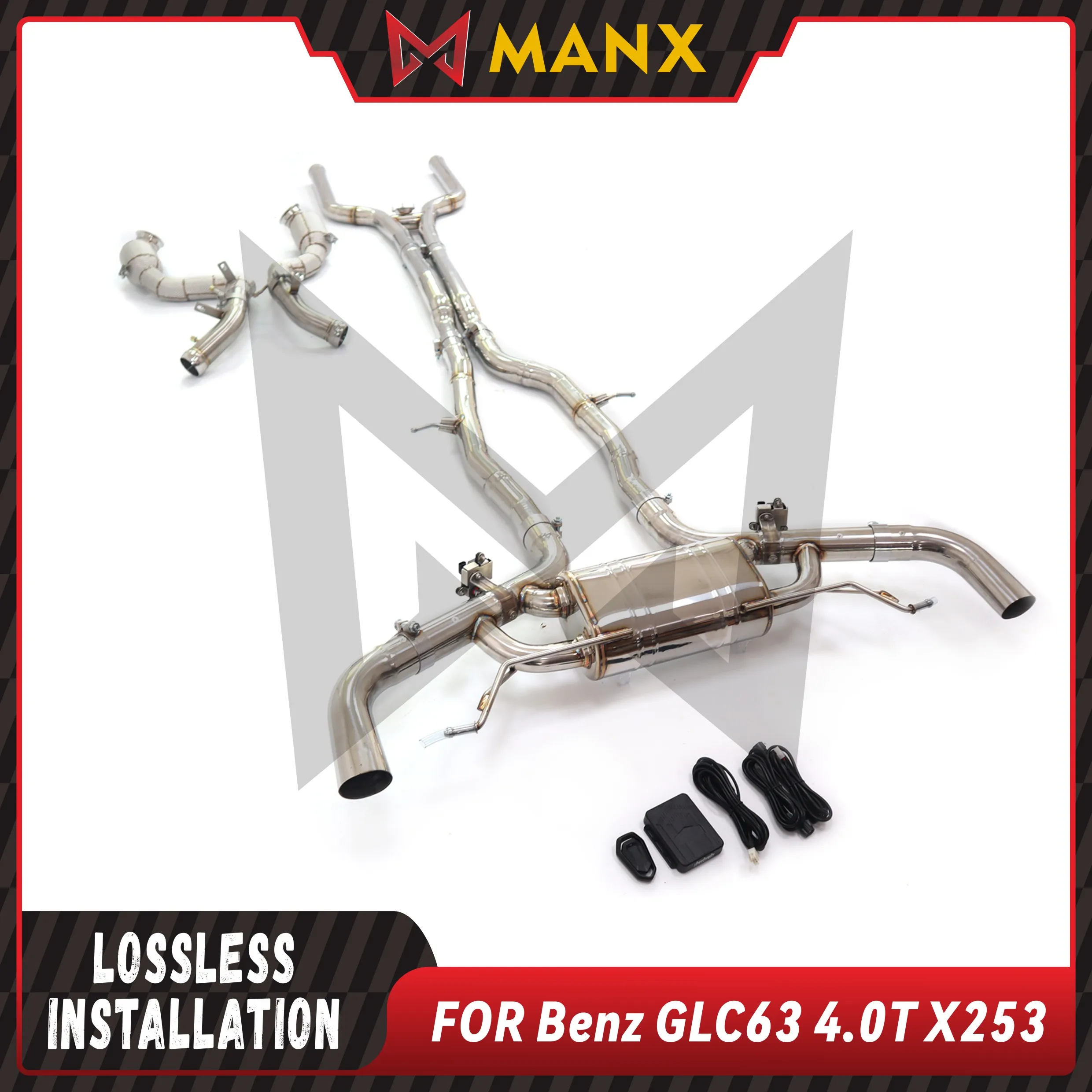 MANX Catback Suitable for Benz GLC63 4.0T X253 Stainless steel Performance Exhaust System Full Exhaust Muffler With Valve