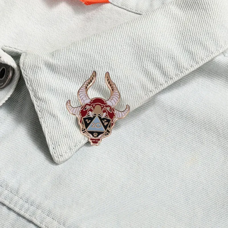 Dunge0ns Dragon D20 Dice Enamel Pin Dnd Game Brooch Charamatth Art Badge Jewelry Gift