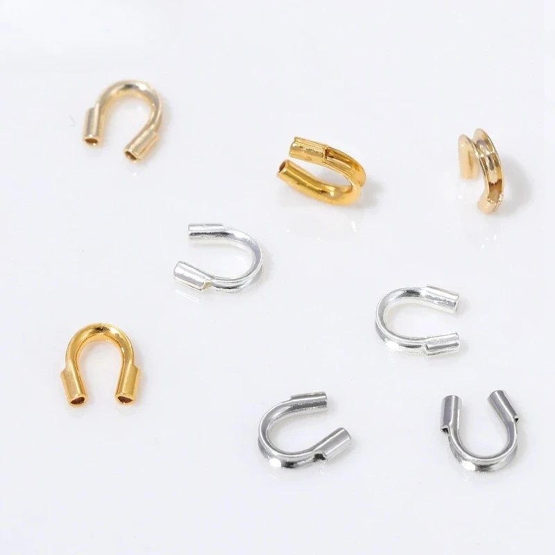 Gold Plated Brass Wire Guardian & Protector, U-Shape Clasp Connector Loops for Jewelry Making Supplies
