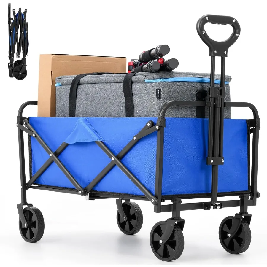 

Collapsible Foldable WagonWagons Carts Foldable with Wheels Utility Grocery Folding Wagon for Sand Garden Sports Shopping Outdo