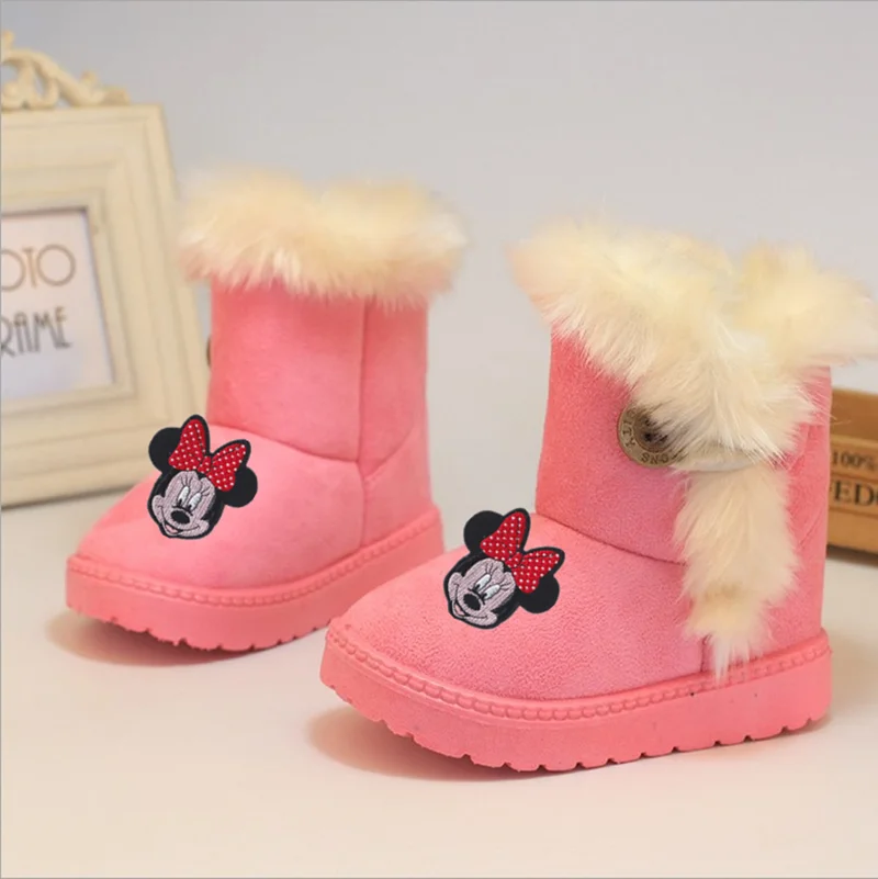 

Disney Mickey Mouse Children Winter Warm Boots Autumn New Long Terry Thickened Cotton Boots Boys Girls Short Boots Casual Shoes