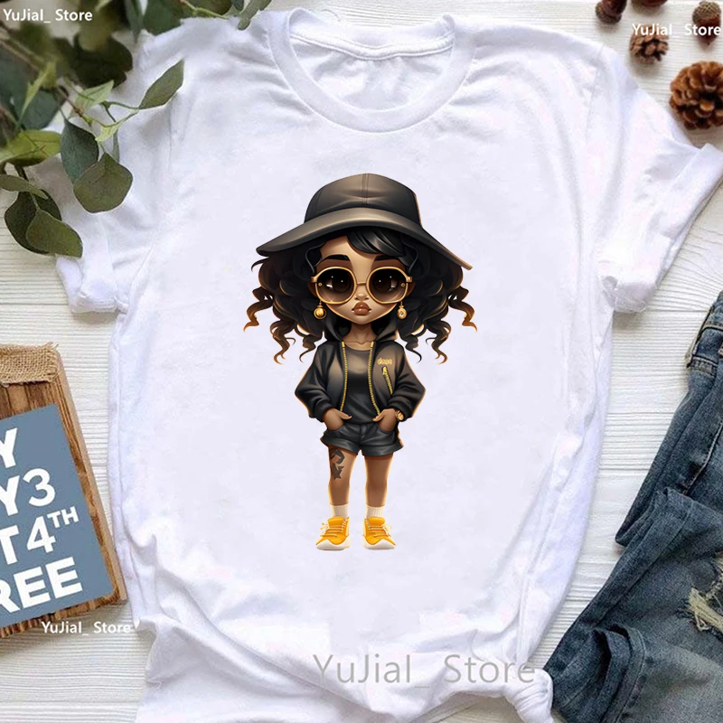 Cool Little Girl Decals Cartoon Girls With Hats Print T Shirt Women Summer Fashion Short Sleeve Tshirt Femme Harajuku Shirt