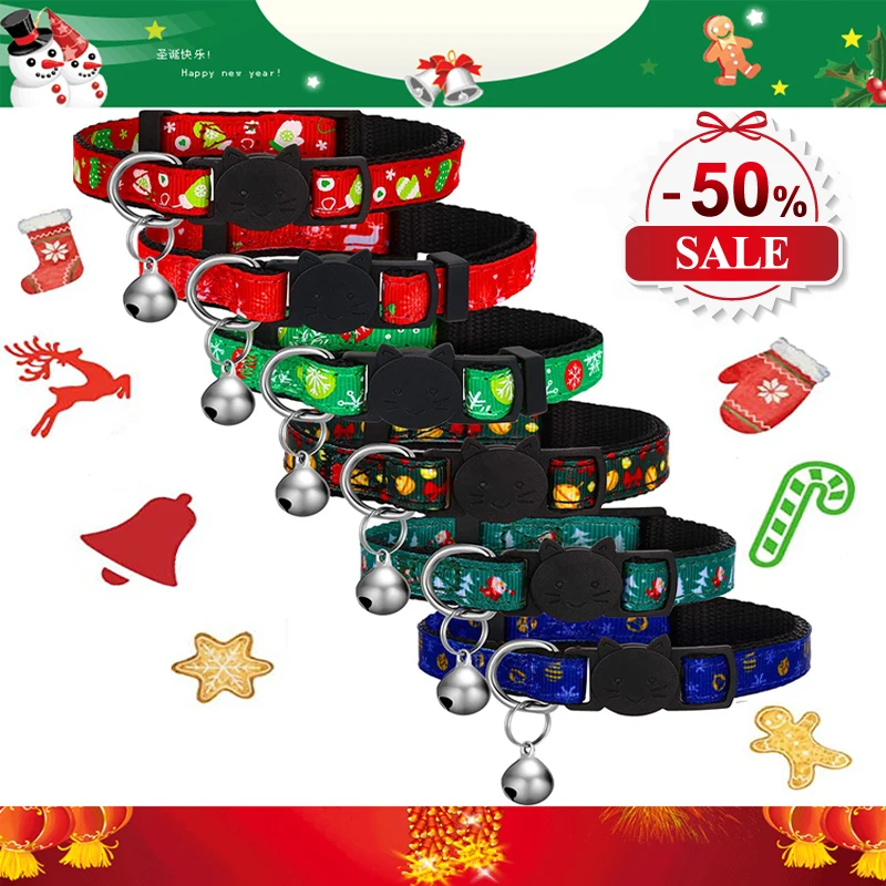 

Christmas Cat collar Cats Accessories Pet Items Pets collar Kitten Accessories Safety Buckle Christmas Pet Collars Necklace