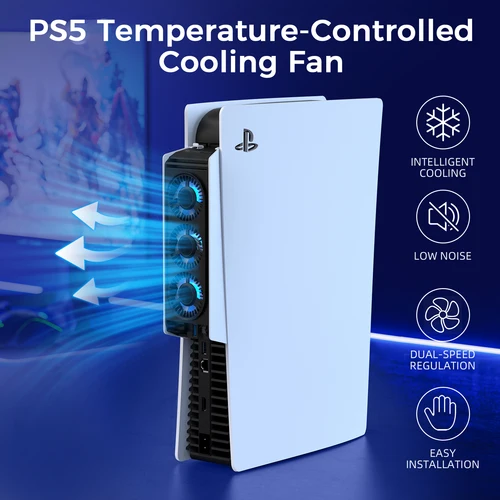 Imagen 2 del producto Ventilador de refrigeración con control de temperatura IINE PS5, ventilador enfriador mejorado con concentradores USB3.0, Compatible con disco PS5 y edición digital