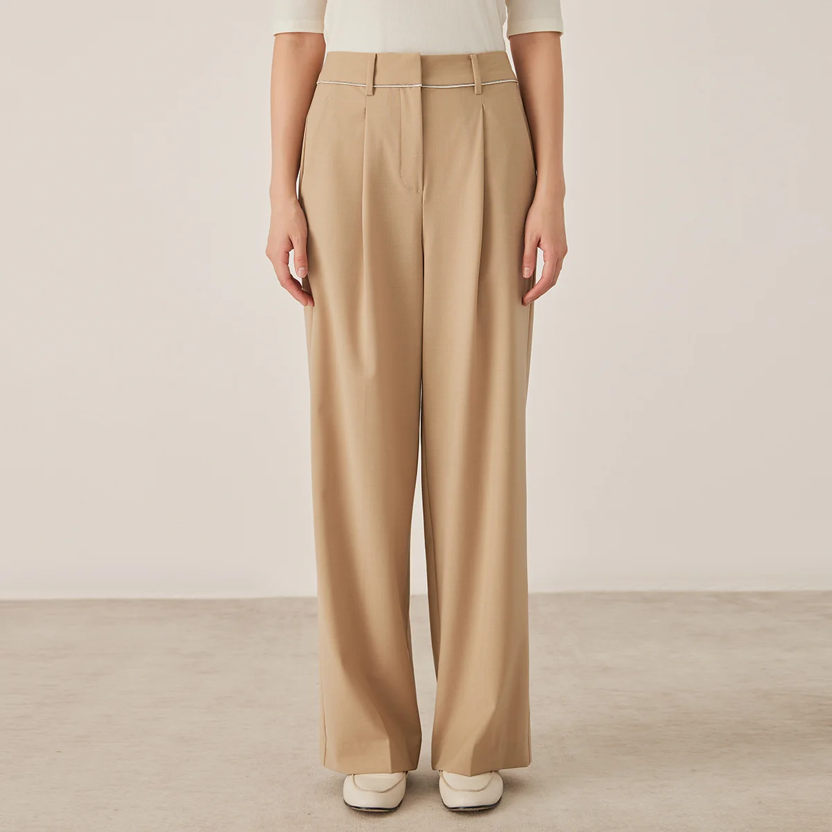 

KL9523338 High-Waisted Wide Leg Wool Blend Pants for Women Pleated Front Fall Fashion Women's Clothing