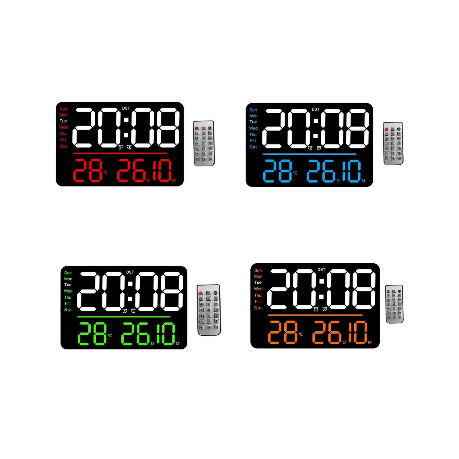 

Digital Wall Clock LED Large Display Dst Countdown Function Easy to Install Big