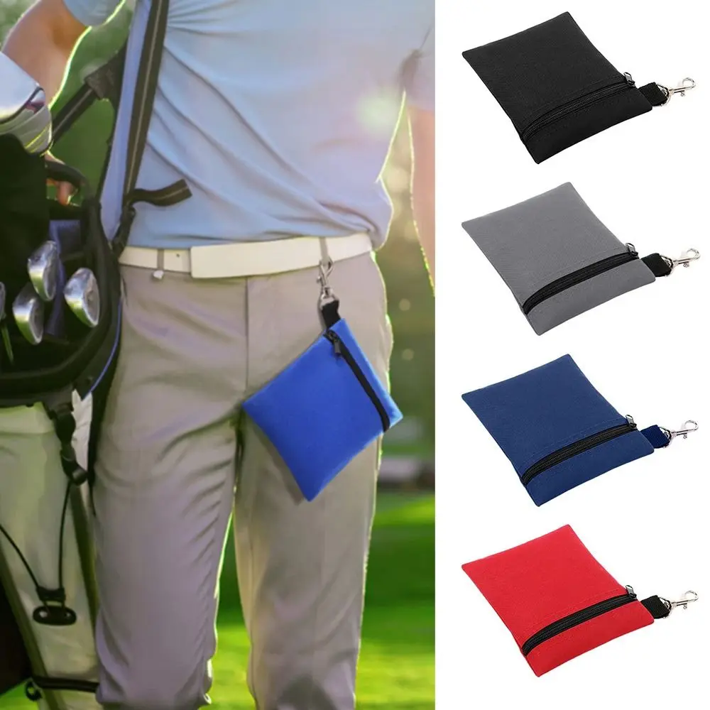

Portable Nylon Golf Tee Pouch Zipper Reusable Golf Ball Bag with Metal Lobster Claw Clip Valuables Holder Camping