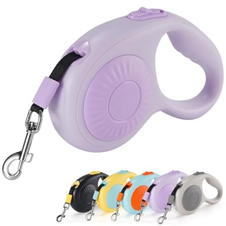 

360° Tangle-Free Retractable Dog Leash with One-Handed Brake, Pause, Lock, 10 Feet Strong Nylon Tape Pet Walking Leash, Suitabl