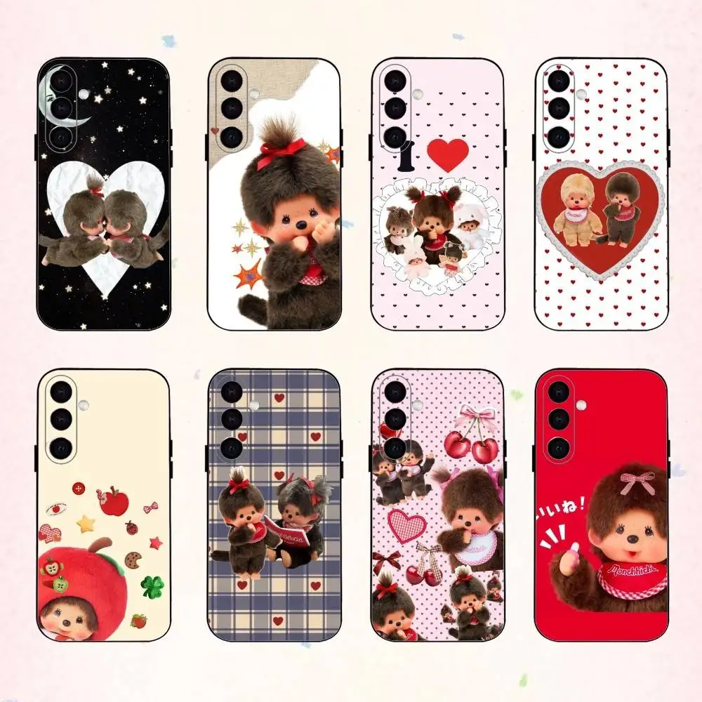 

Plush Doll M-Monchhichis phone Case For Samsung Galaxy A73,A72,A71,A70,A53,A52,A51,Others Soft Black Shell